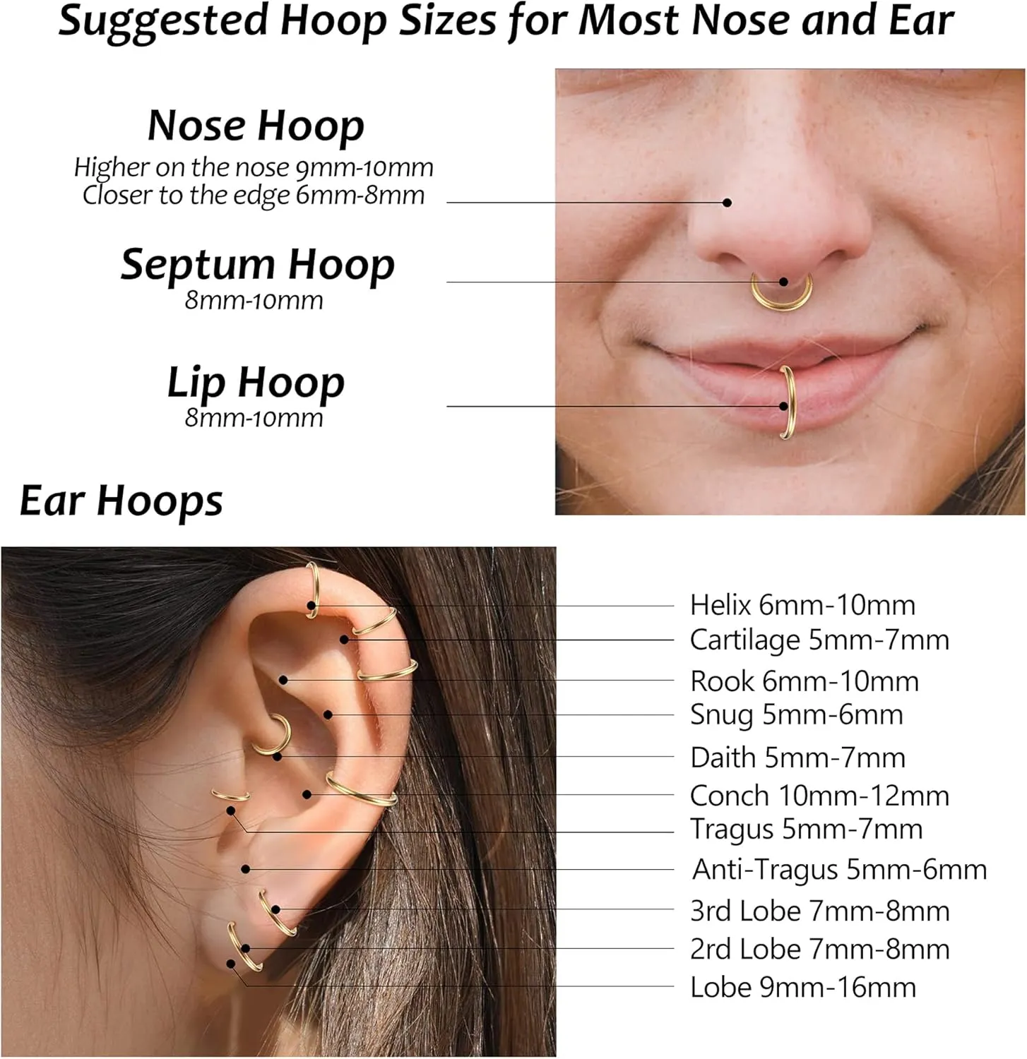 LOYALLOOK 8Pcs G23 Titanium Hinged Clicker Segment Nose Rings Hoop Septum Nose Lip Ring Hoop for Women Men Helix Cartilage Daith Tragus Sleeper Earrings Body Piercing Improved 16G