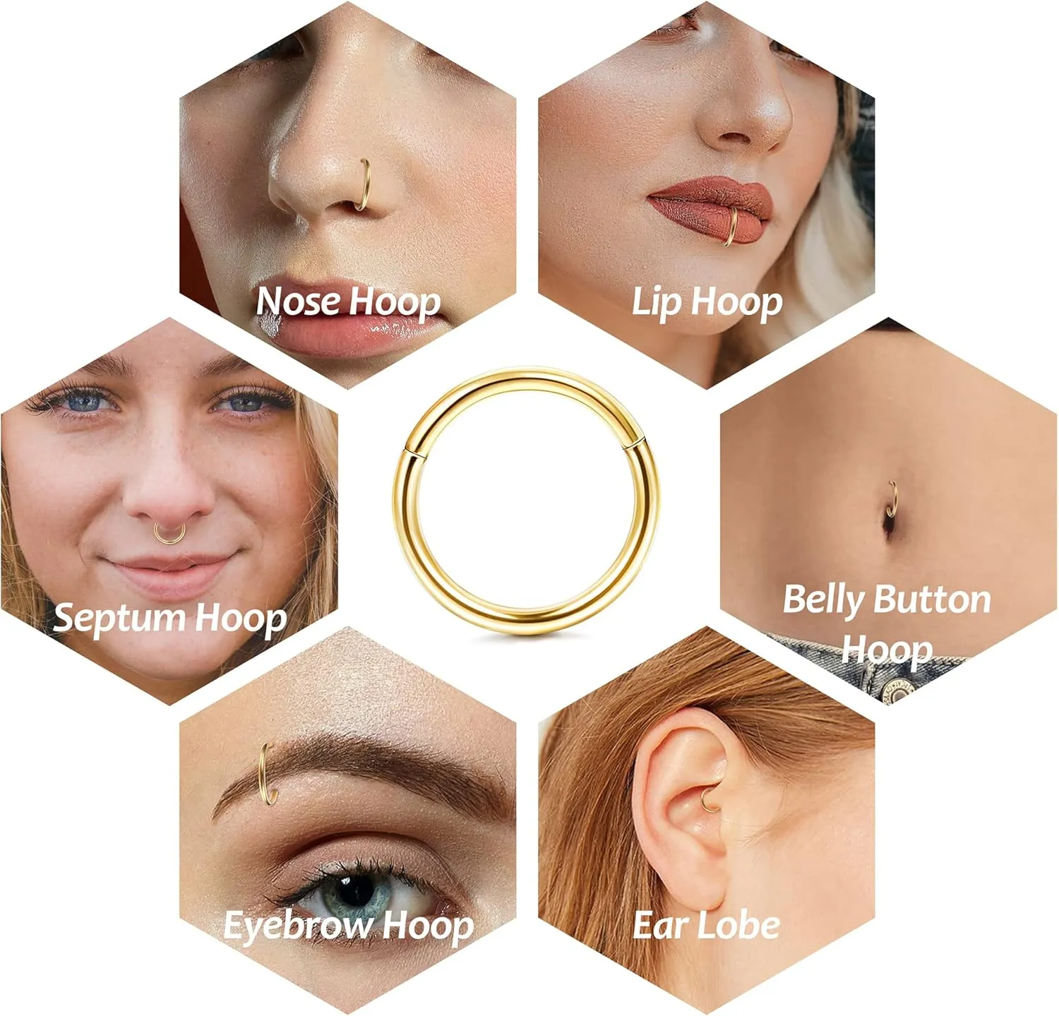 LOYALLOOK 8Pcs G23 Titanium Hinged Clicker Segment Nose Rings Hoop Septum Nose Lip Ring Hoop for Women Men Helix Cartilage Daith Tragus Sleeper Earrings Body Piercing Improved 16G