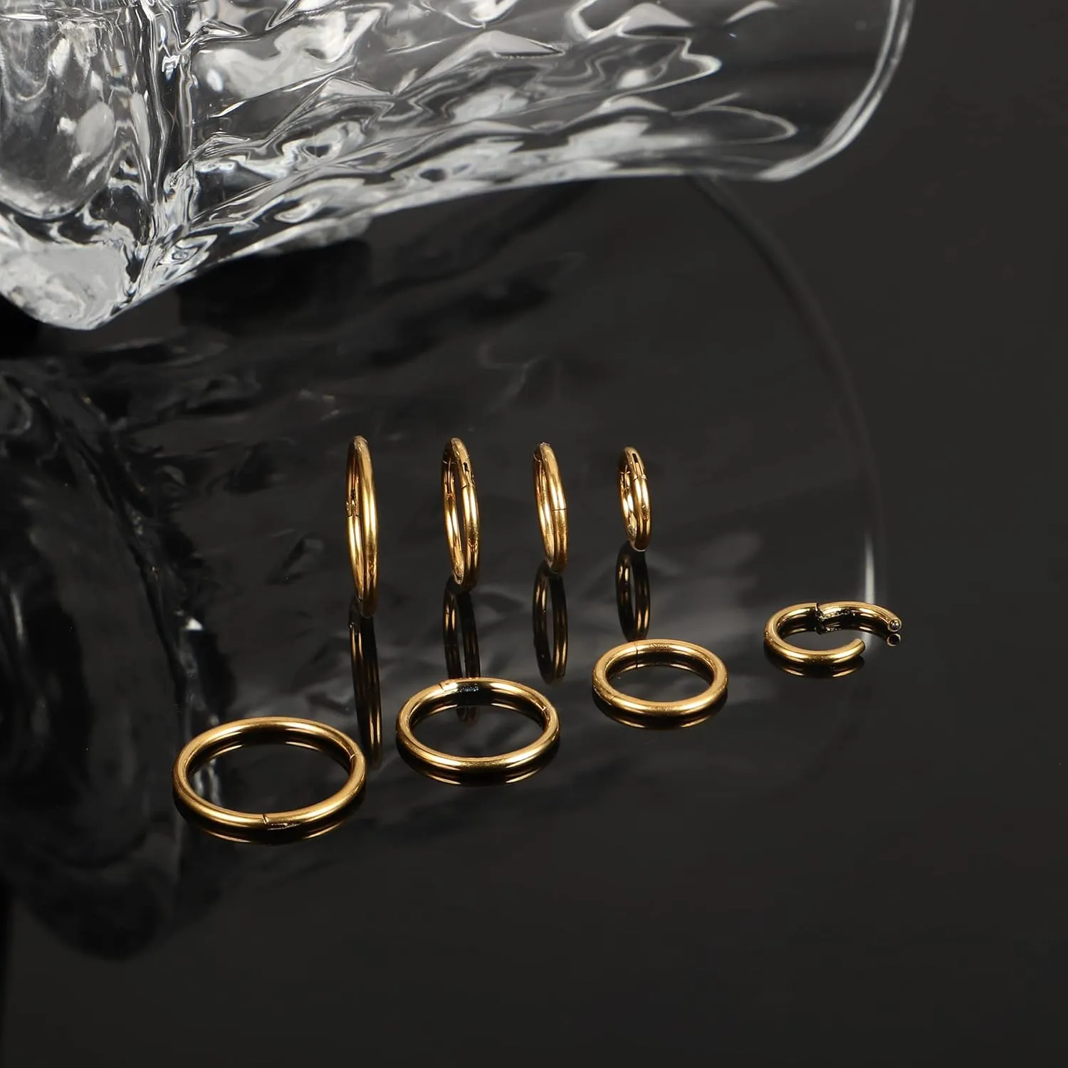 LOYALLOOK 8Pcs G23 Titanium Hinged Clicker Segment Nose Rings Hoop Septum Nose Lip Ring Hoop for Women Men Helix Cartilage Daith Tragus Sleeper Earrings Body Piercing Improved 16G