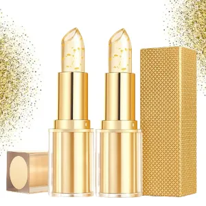 Lufora Color Changing Lipstick, Lufora Transferproof Color Changing Lipstick, Gold Crystal Color 𝐂𝐡𝐚𝐧𝐠𝐢𝐧𝐠 𝗟𝗶𝗽𝘀𝘁𝗶𝗰𝗸(2 Pcs)