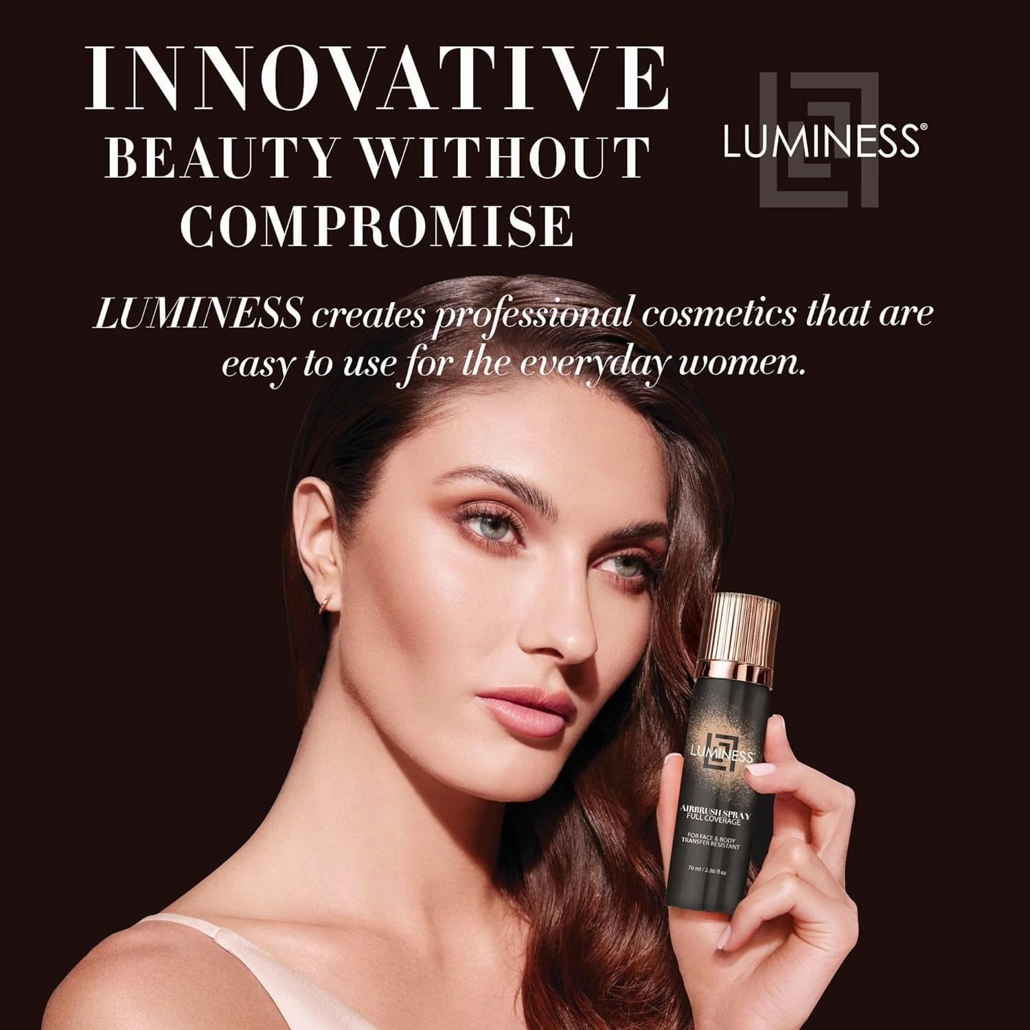 LUMINESS Spray Airbrush Foundation Makeup, Shade 010 - Lightweight, Full Coverage Foundation for Face, Neck & Body - Water-Based Concealer for Seamless Blending, Natural-Looking Finish, 2.36 fl oz