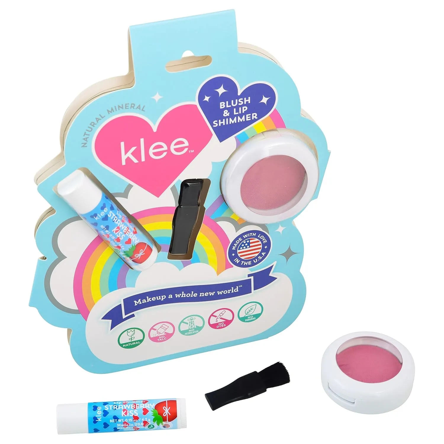 Luna Star Klee Blush and Lip Shimmer Makeup Kit. Gentle and Non-Toxic. Kid-Friendly. Made in USA. (Sweet Cherry Spark)