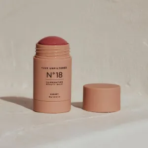   Lux Unfiltered N°18 Illuminating Beauty Balm - Cream Blush Stick with Mango Butter - Buildable and Blendable Shimmer Blush Makeup Stick - Vegan & Cruelty Free - Sunset (A Sheer Sun Kissed Glow)