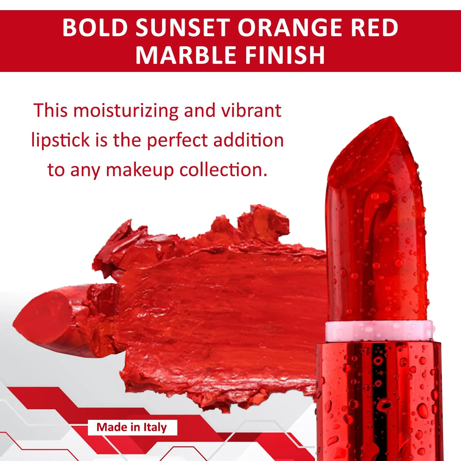 Luxe Vegan Lipstick for Women - Enriched Formula for Moisturizing, Vibrant, Creamy, And Long-Lasting Lips - Glamorous Bold Sunset Orange Red Lipsticks for Women