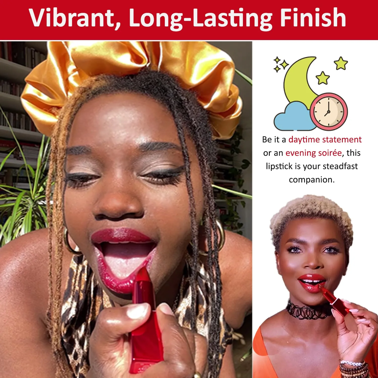 Luxe Vegan Lipstick for Women - Enriched Formula for Moisturizing, Vibrant, Creamy, And Long-Lasting Lips - Glamorous Deep Red Lipsticks for Women