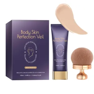 Luxury Body Coverage Perfector Waterproof Full Coverage, Hydrating Concealer Cream with Makeup Brush, Tattoo Cover Up Makeup for All Skin Tones, Long-Lasting Complexion Perfector (Warm Radiance)