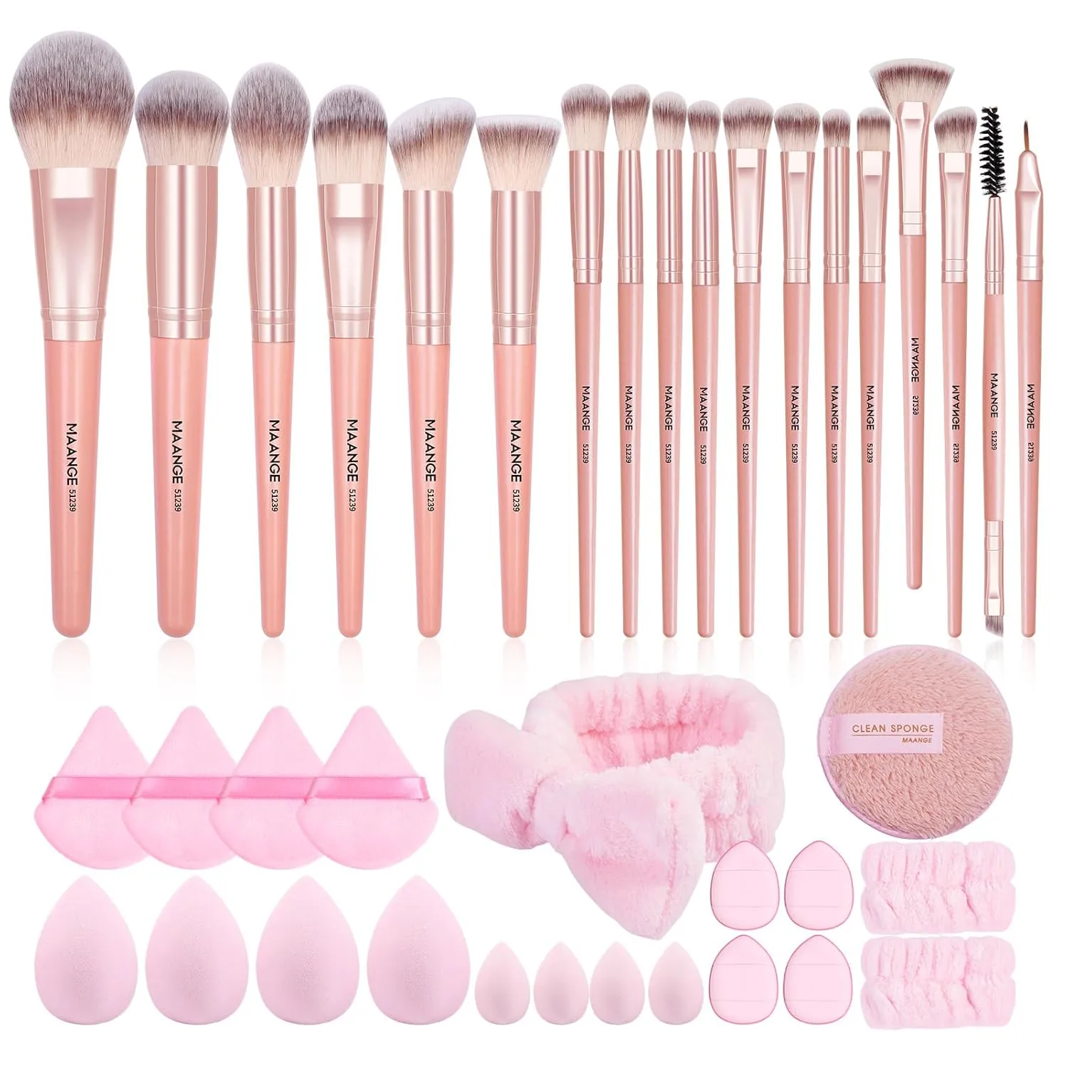 MAANGE 38 Pcs Makeup Brush Set Premium Synthetic Make Up Brushes Soft Foundation Powder Eyeliner Eye Shadow Makeup Brushes Professional Makeup Tool Set (Pink)