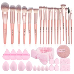 MAANGE 38 Pcs Makeup Brush Set Premium Synthetic Make Up Brushes Soft Foundation Powder Eyeliner Eye Shadow Makeup Brushes Professional Makeup Tool Set (Pink)