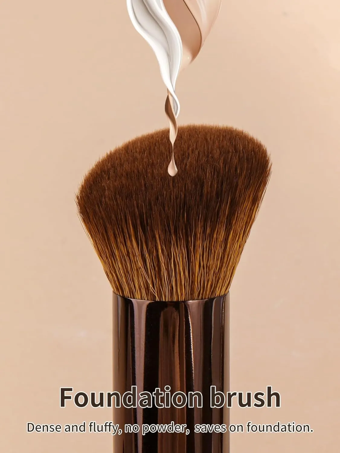 MAANGE 4 PCS Foundation Makeup Brush Set Double-ended Kabuki Brush Contour Brush for Liquid Powder Concealer Cream Cosmetics Blending Blush Face Makeup Tools Kit (Coffee Gold)