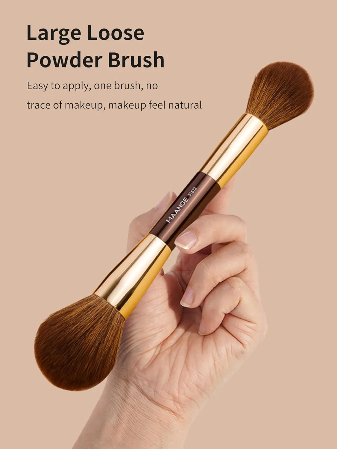 MAANGE 4 PCS Foundation Makeup Brush Set Double-ended Kabuki Brush Contour Brush for Liquid Powder Concealer Cream Cosmetics Blending Blush Face Makeup Tools Kit (Coffee Gold)