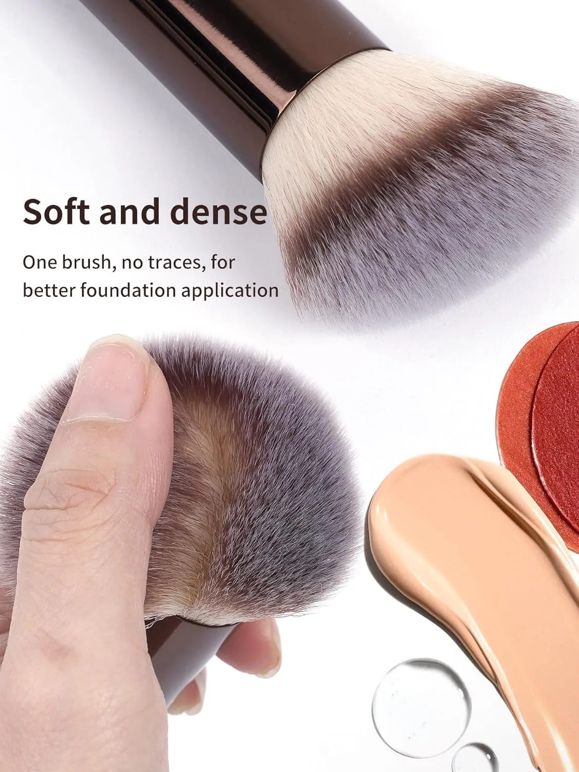MAANGE 4 PCS Foundation Makeup Brush Set Double-ended Kabuki Brush Contour Brush for Liquid Powder Concealer Cream Cosmetics Blending Blush Face Makeup Tools Kit (Coffee)