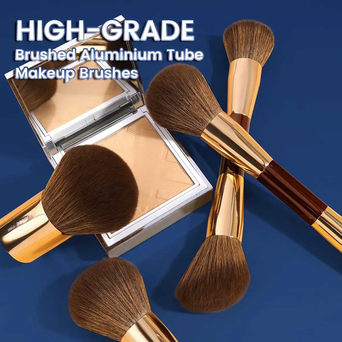 MAANGE 7pcs Makeup Brush Set Double Sided Kabuki Makeup Brushes Contour Brush for Foundation Liquid Powder Concealer Cream Cosmetics Bronzer Blending Blush Buffing Makeup Tools (Coffee Gold)