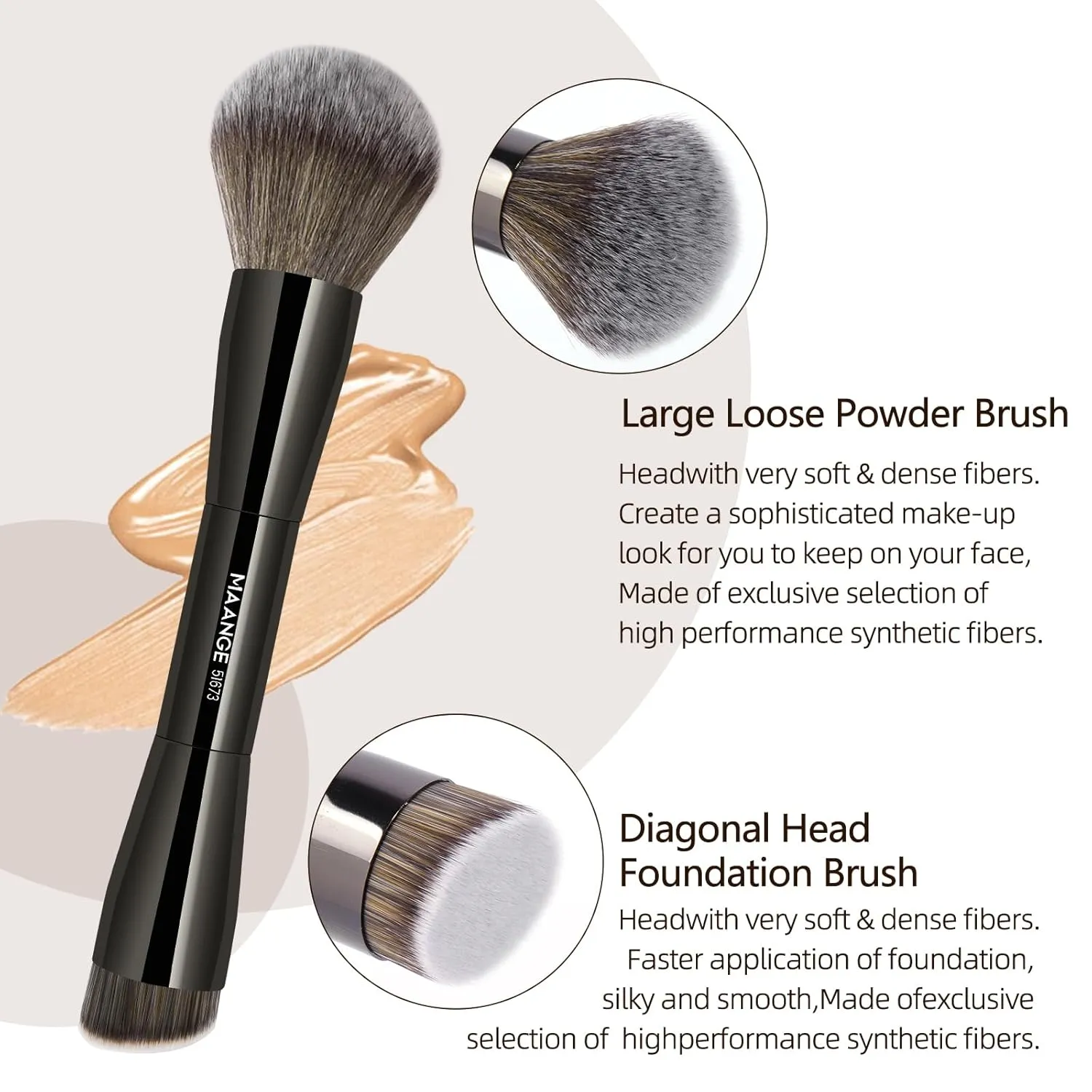 MAANGE 8 Pcs Makeup Brushes with Bag, Double-End Multi-functional Makeup Brushes for Blending Liquid Powder Concealer Cream Blush Buffe, Black