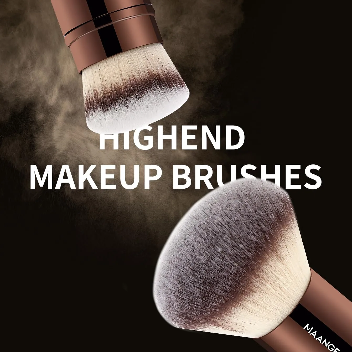 MAANGE 8 Pcs Makeup Brushes with Bag, Double-End Multi-functional Makeup Brushes for Blending Liquid Powder Concealer Cream Blush (Coffee Brown)