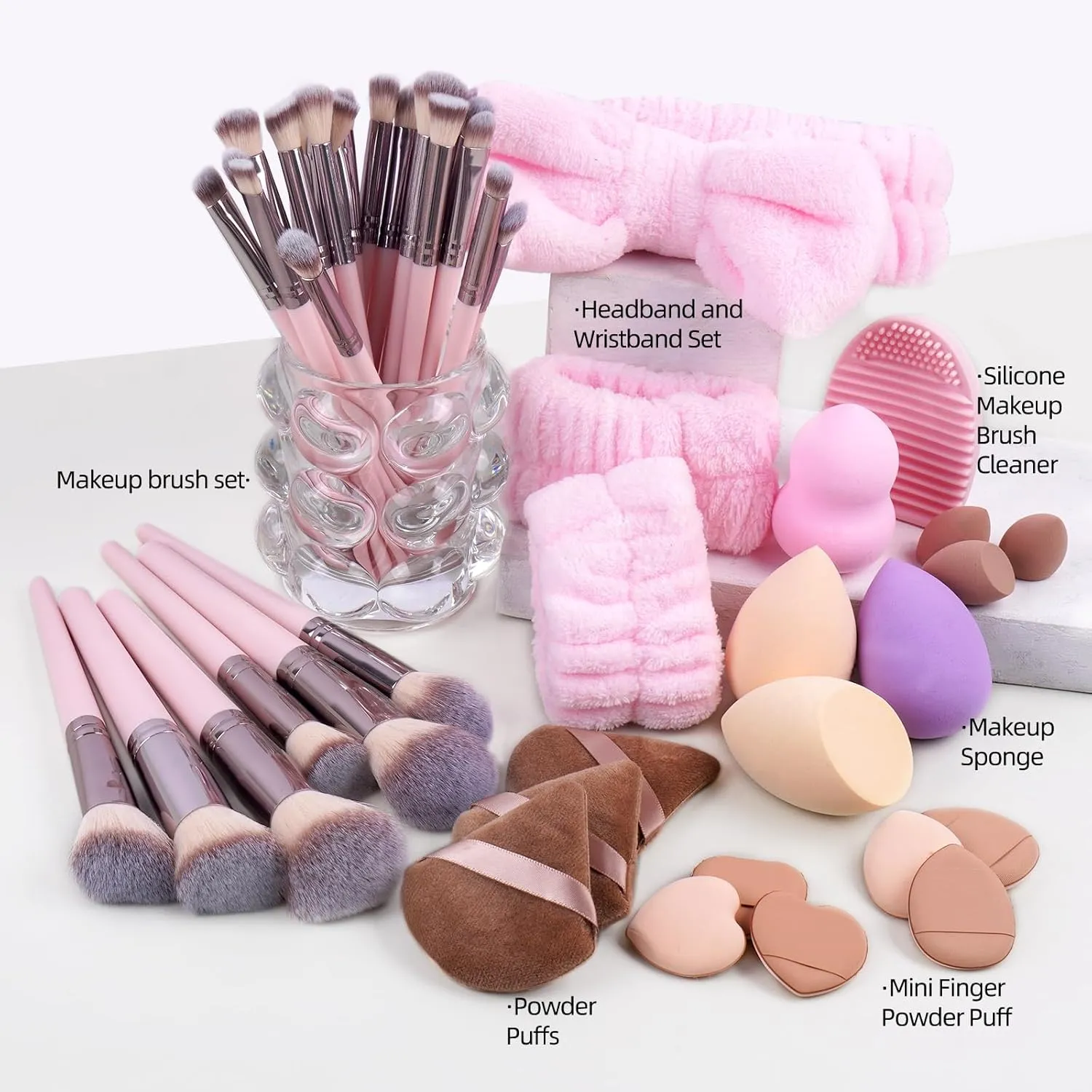 MAANGE Makeup Brush Set, 51 Pcs Makeup Tool Set Premium Synthetic Foundation Powder Concealers Eye shadows Blush Makeup Brushes (Pink)