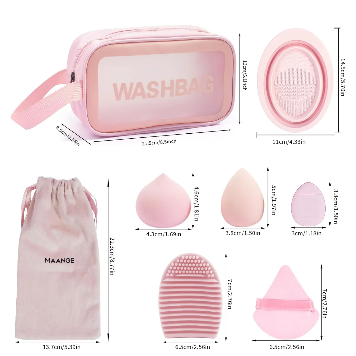 MAANGE Makeup Brushes, 41 Pcs Premium Synthetic Makeup Brush Set Contour Blush Concealers Eye Shadow Eyeliner Blending Make Up Brush Kit (Pink, 41 Piece Set)