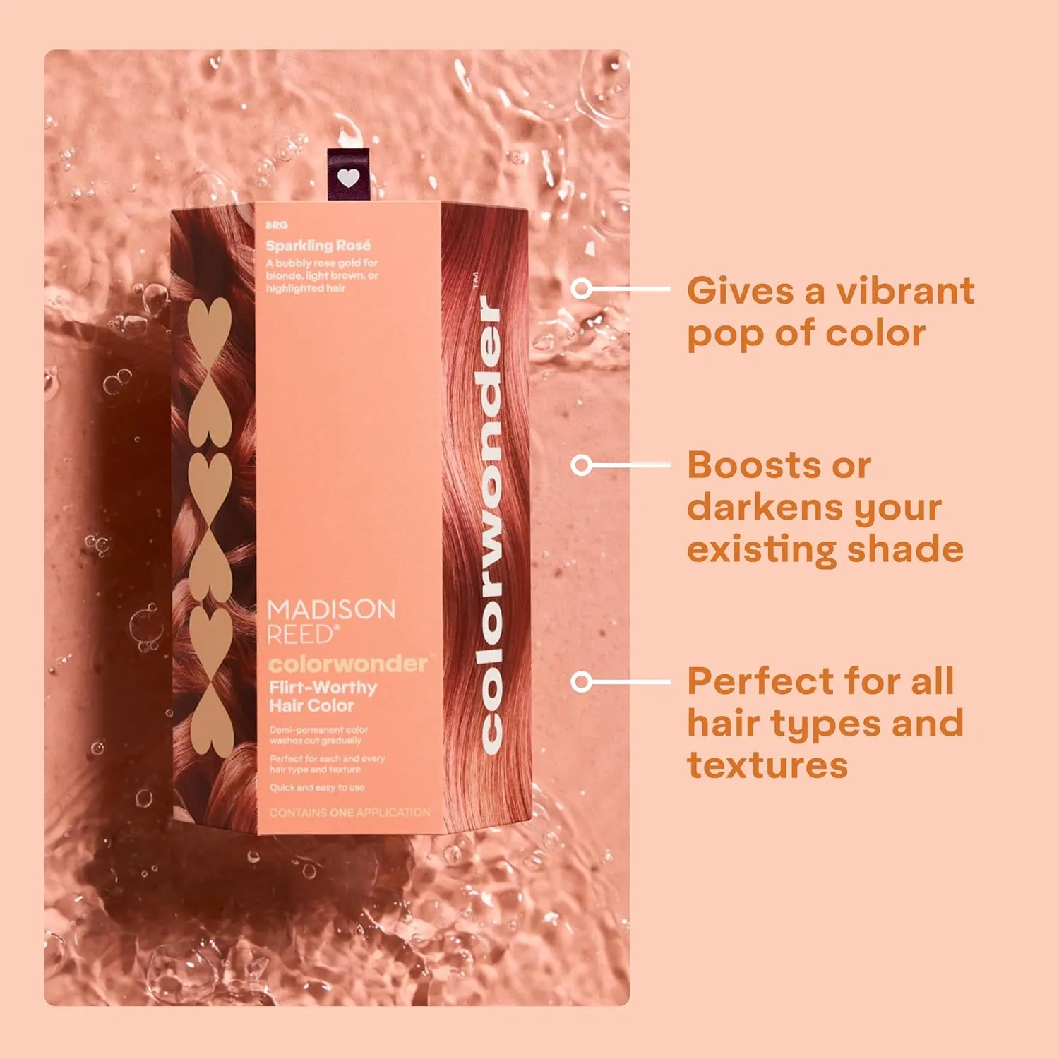 Madison Reed colorwonder Demi-Permanent Hair Color, Effortless At-Home Hair Dye, Ammonia-Free, Cruelty-Free, Sparkling Rosé (8RG Rose Gold), Pack of 2