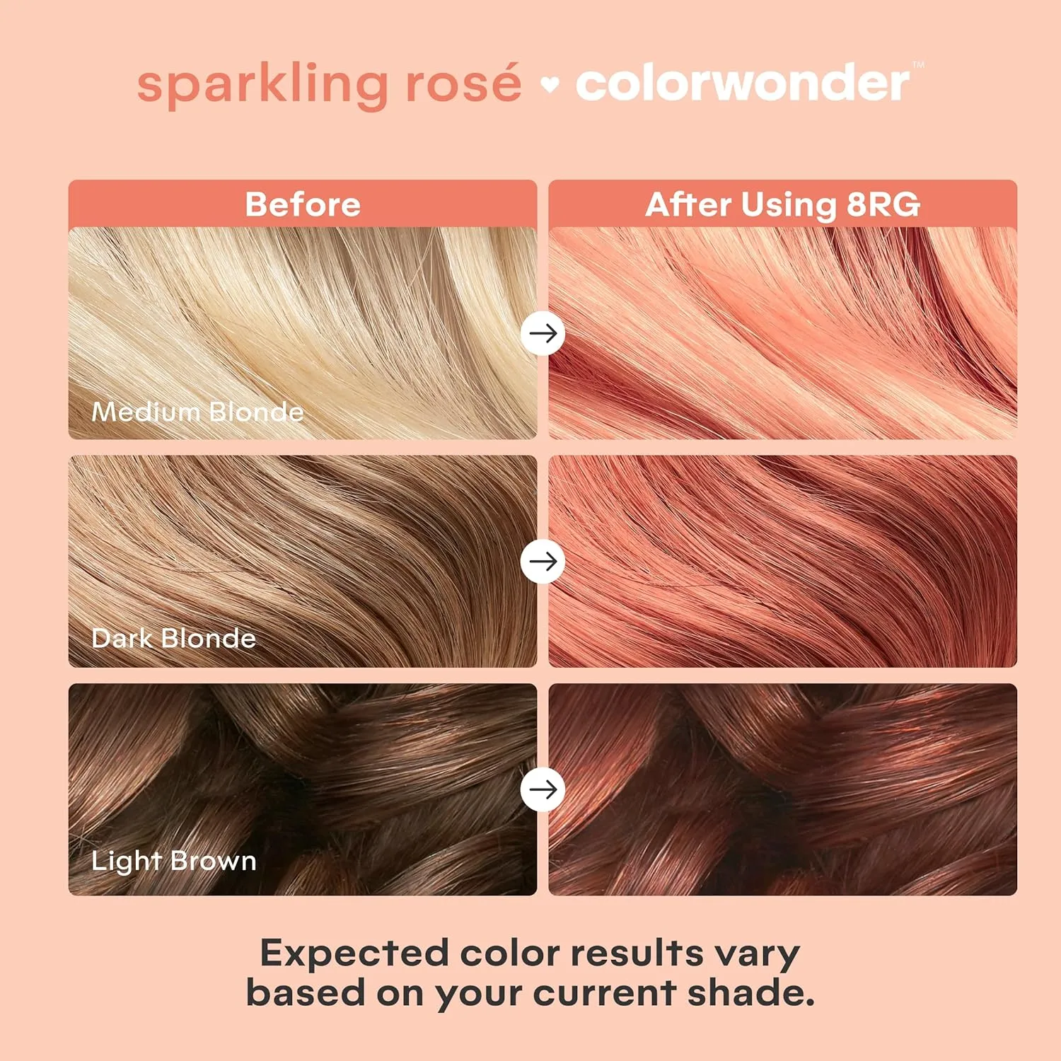 Madison Reed colorwonder Demi-Permanent Hair Color, Effortless At-Home Hair Dye, Ammonia-Free, Cruelty-Free, Sparkling Rosé (8RG Rose Gold), Pack of 2