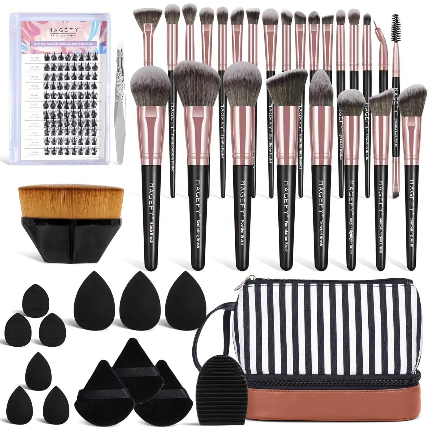 MAGEFY Makeup Brush Set 41 Pcs Makeup Tool Set Premium Synthetic Foundation Powder Concealers Eye shadows Blush Makeup Brushes(Black)