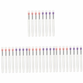 MAGICLULU 32pcs Lip Mask Brushes with Lid Transparent Handle Eyeshadow Applicators for Easy Makeup Application Lightweight and Skin-friendly for Beginners and Makeup
