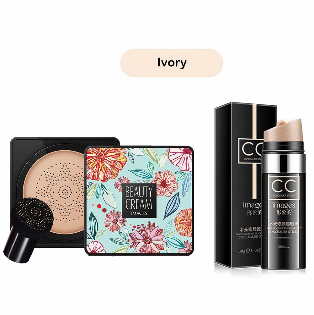 Magik Images Mushroom Head Air Cushion BB CC Cream Concealer Foundation Stick Moisturizing Natural Beige Cushion BB CC Stick (Cushion BB CC Stick, Ivory)