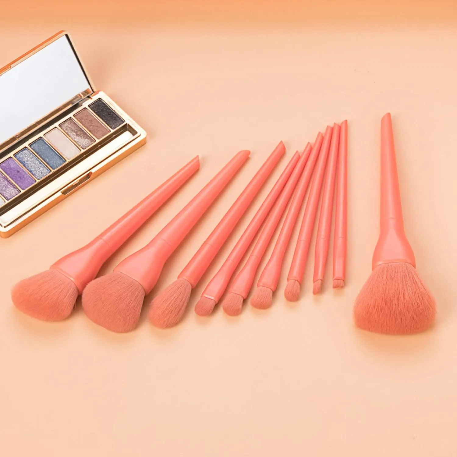 Make Brushes Cosmetic Eyeliner 10PCS Concealer Eyebrow Foundation Up Brush Makeup Products(Orange,One Size)