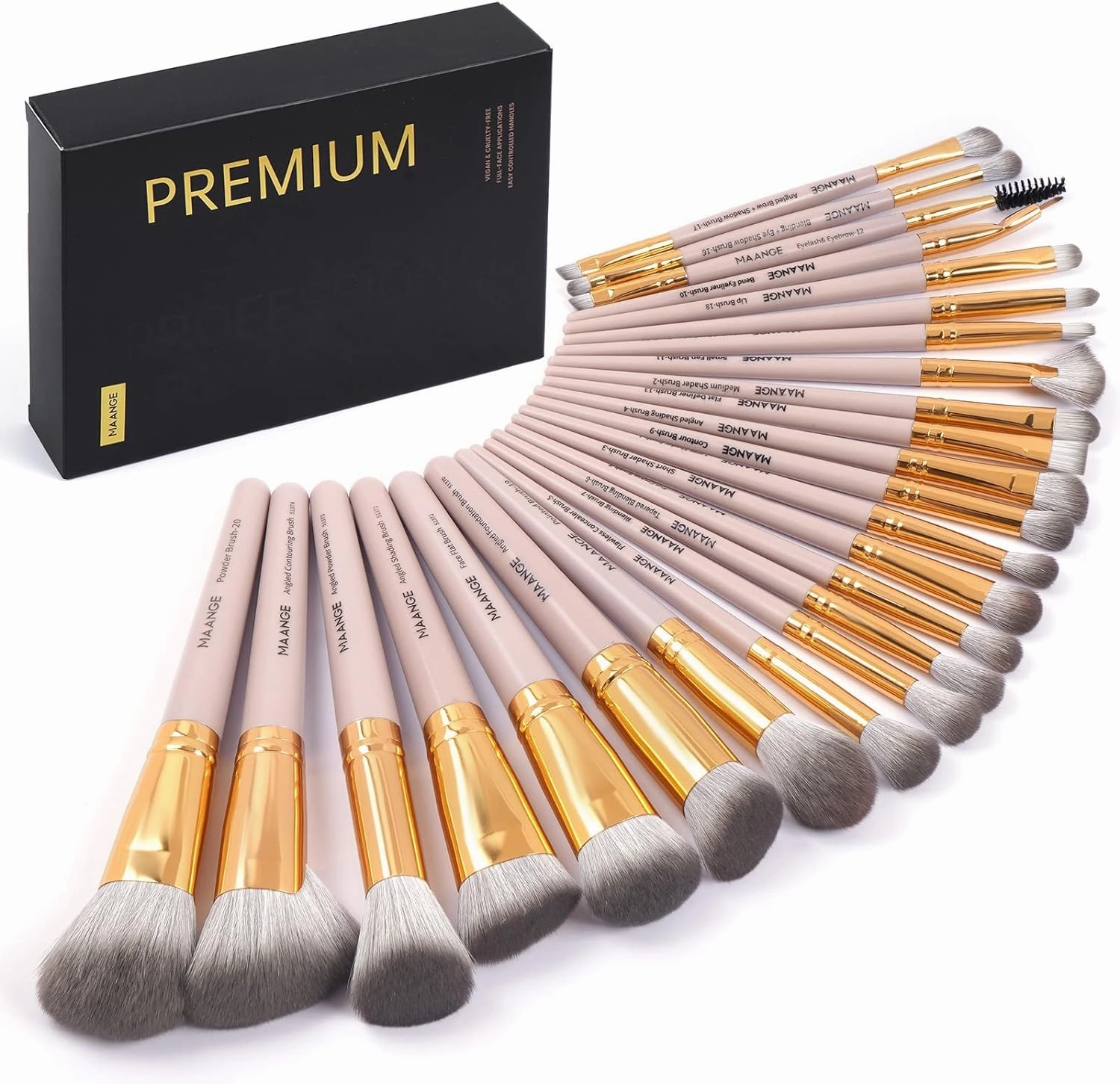 Make up Brushes Set 25Pcs Professional Makeup Brushes Foundation Blush Angle Eyeliner Blending Concealers Eyeshadow Brush Premium Synthetic Makeup Brush Set with Gift Box(Brown)