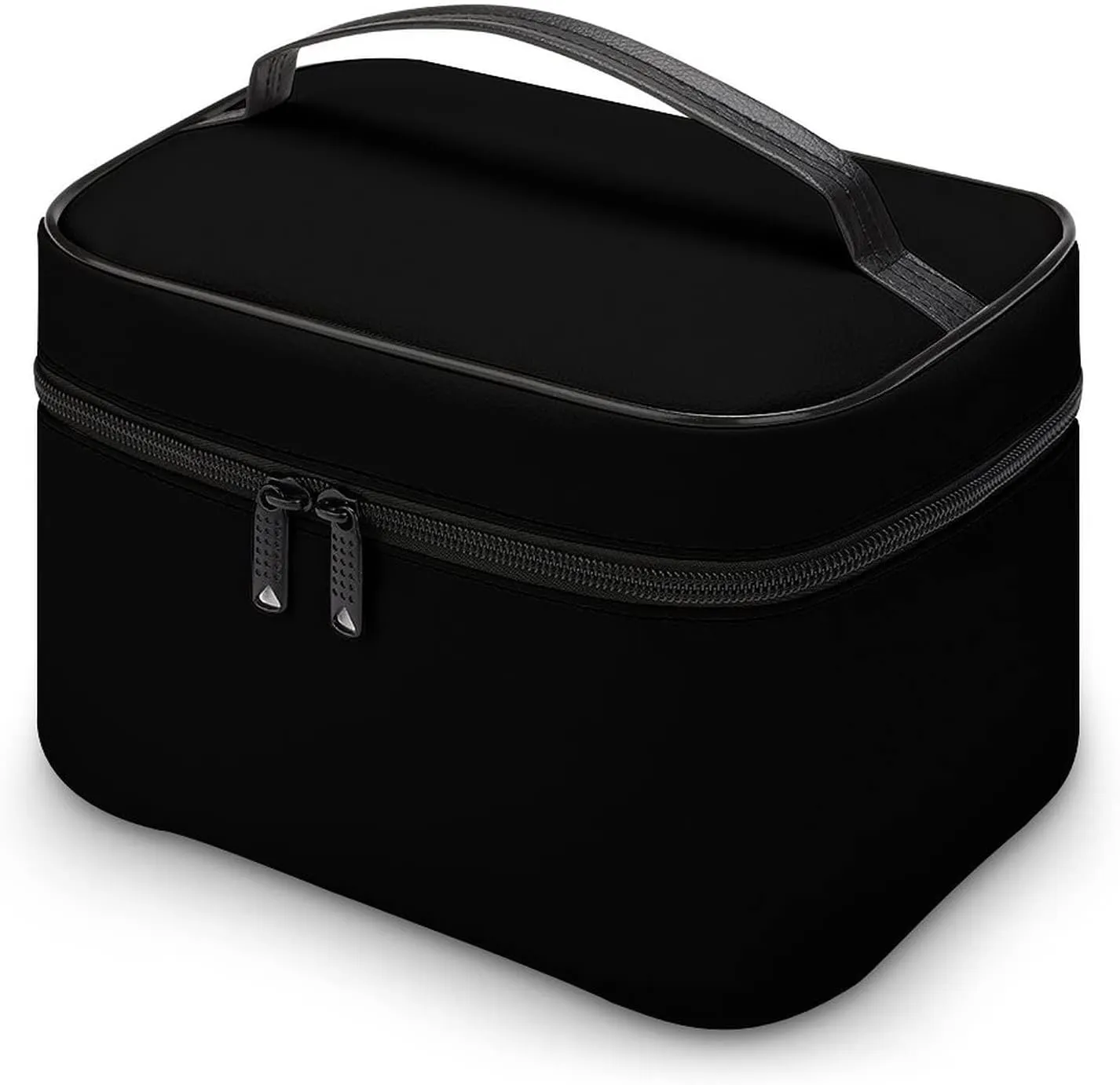 Makeup Bag, Black Solid Color Travel Cosmetic Bag Makeup Organizer Case Large Capacity Portable Zipper Toiletry Bag for Women
