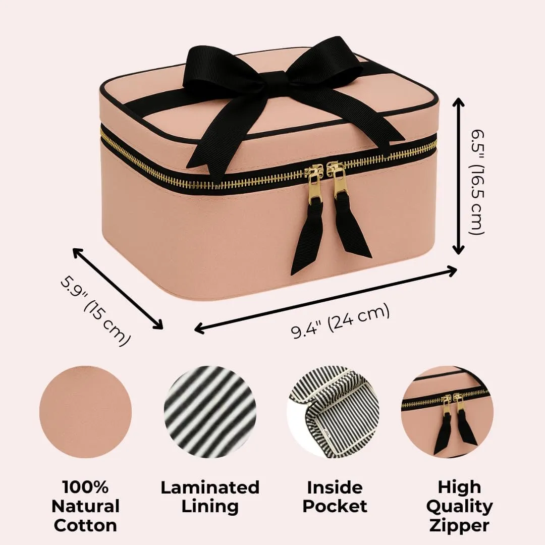 Makeup Bag for Women | Cosmetic Bag Organizer for Girls | Makeup Pouch for Traveling | Toiletry Bags for Women | Make Up Travel Pouches | Pink/Blush