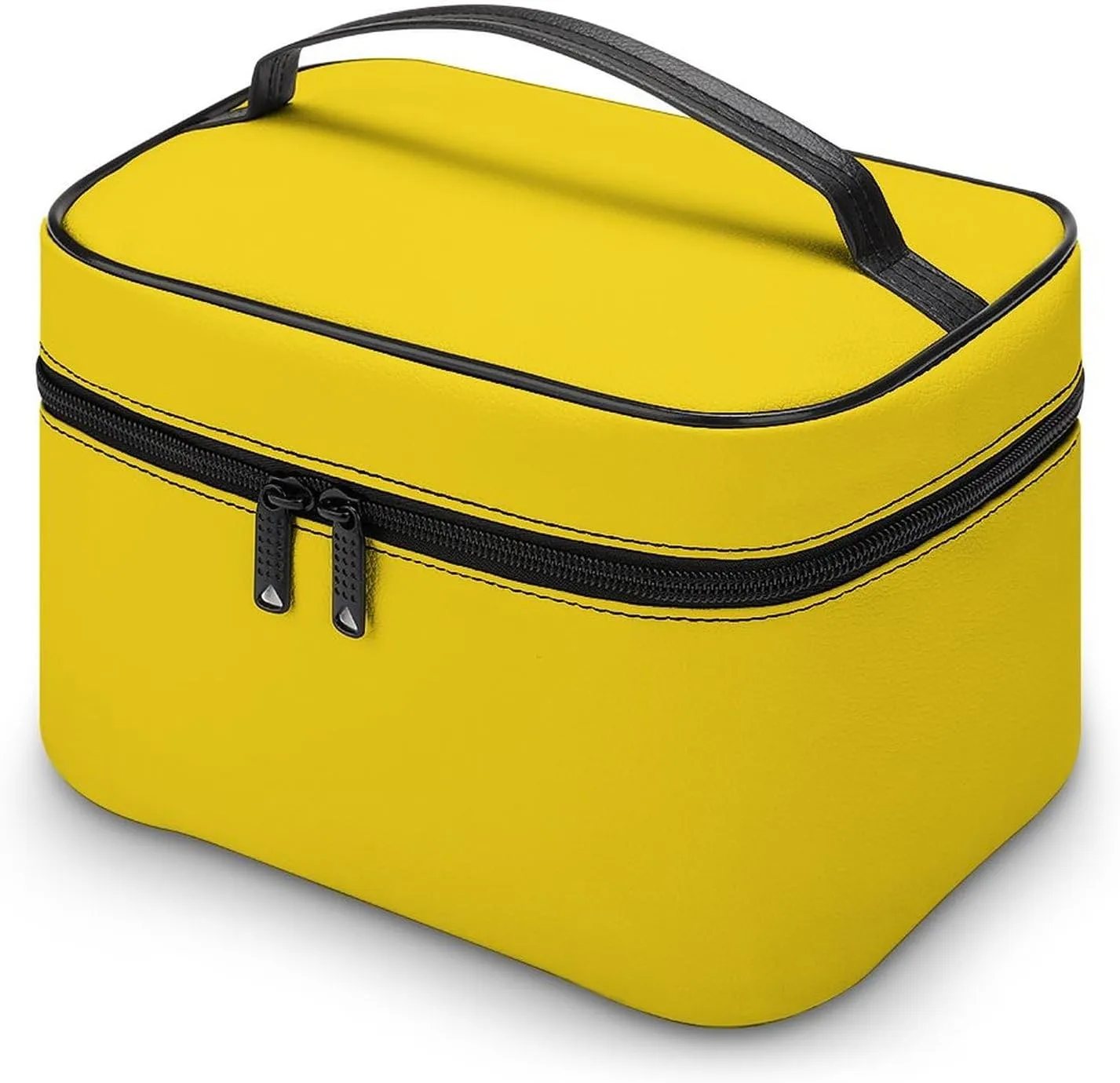 Makeup Bag, Lemon Yellow Solid Color Travel Cosmetic Bag Makeup Organizer Case Large Capacity Portable Zipper Toiletry Bag for Women