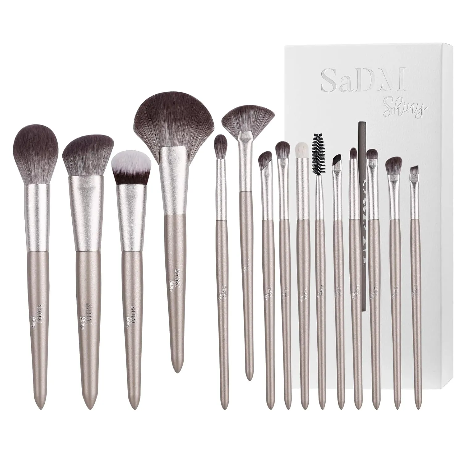 Makeup Brush Set (15 Pieces) - Includes Foundation, Powder, Concealers, Highlighter, Contour, Eye Shadows & Blush Makeup Brushes - Face & Eye Make Up Brushes with Synthetic Bristles