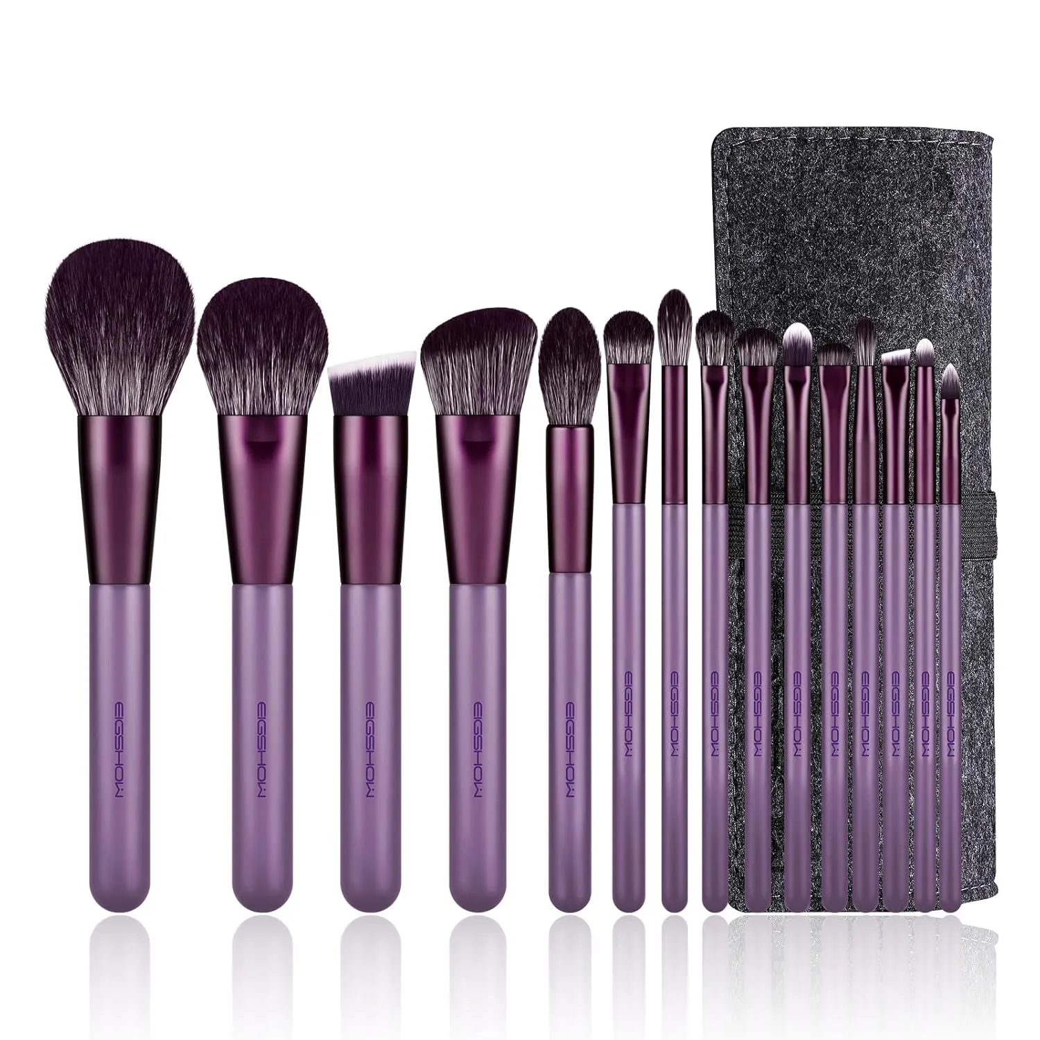 Makeup Brush Set, EIGSHOW Professional Makeup Brushes Kit Foundation Powder Concealers Eye Shadows Makeup 15 Piece for Eye Face Liquid Cream Cosmetics Brushes Kit, Gift for Women, Travel Set(Purple)