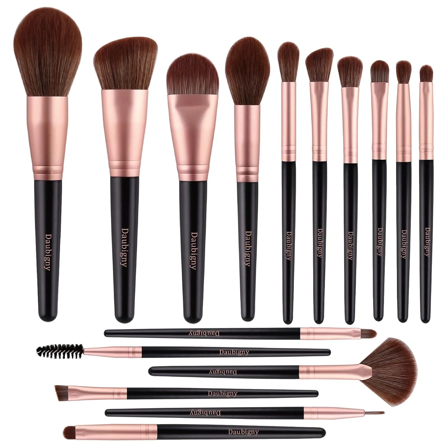Makeup Brushes, Daubigny 16Pcs Premium Synthetic Makeup Brush Set with Professional Foundation Brushes Powder Concealers Eye shadows Blush Makeup Brush for Perfect Makeup (Black)