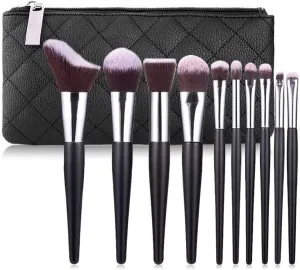 Makeup Brushes Set 10 Piece Makeup Brush Set with Bag Foundation Blending Blush Eyeliner Shadow Brow Concealer Brushes Kit Cruelty-Free Synthetic Fiber Bristles,