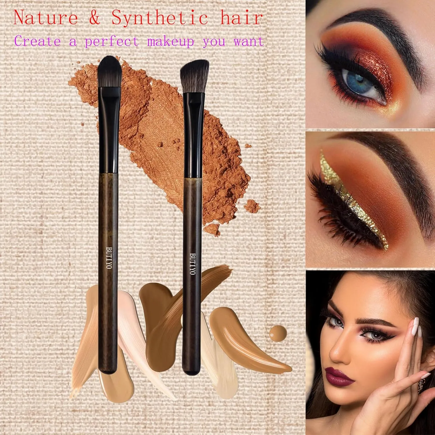 Makeup Brushes Set BUTIYO 14 Pcs Synthetic Foundation Powder Concealers Eye shadows Blush Makeup Brushes with black (14 PCS) FB002