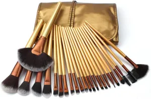 Makeup Brushes with Bag 24 Pcs Golden Makeup Brush Set Premium Synthetic Kabuki Foundation Blending Brush Face Powder Blush Concealers Eye Shadows with Case