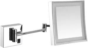 Makeup Mirror Lighted Vanity Bathroom Square Mirror with 360 Degree Swivel Rotation, Flexible Gooseneck, and Locking Suction (Color : Silver, Size : Plug)