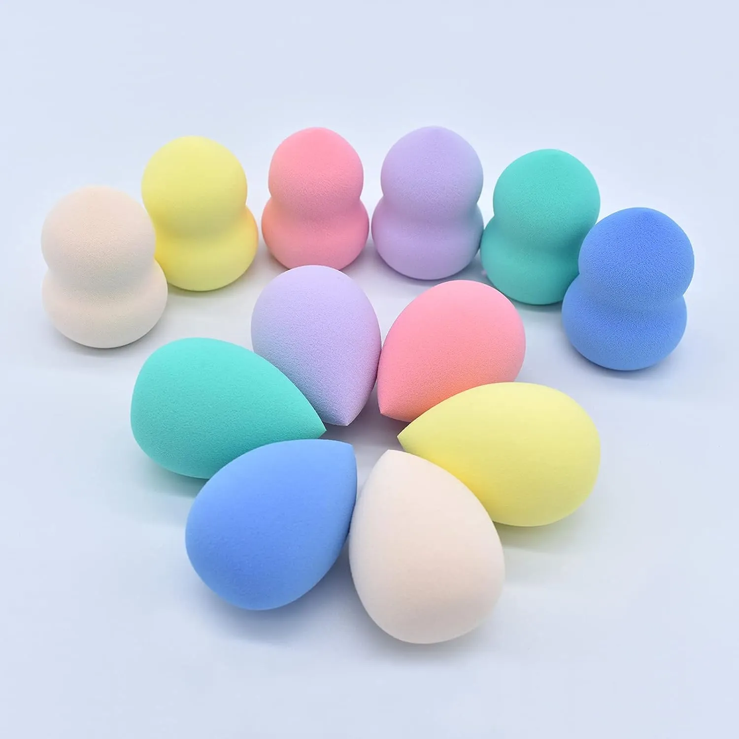 Makeup Sponge Foundation Blending Beauty Sponge, Multi-shapeSoft Puff, Dry & Wet Use with Sponge Holder Set, Sensitive and All Skin Types (Gourd, Pink)