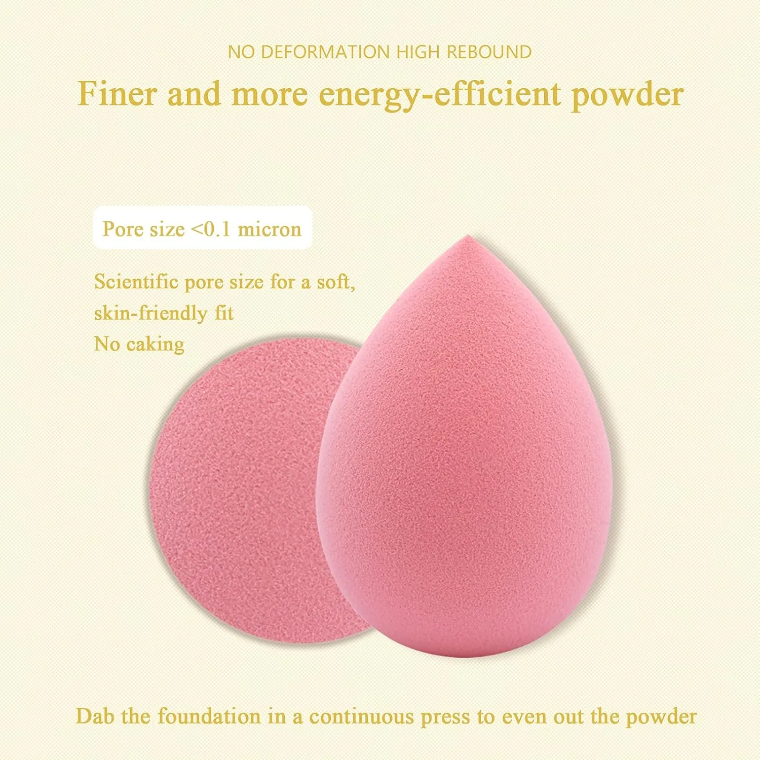 Makeup Sponge Foundation Blending Beauty Sponge, Multi-shapeSoft Puff, Dry & Wet Use with Sponge Holder Set, Sensitive and All Skin Types (Gourd, Pink)