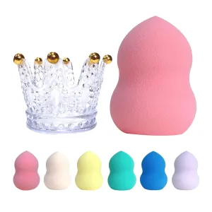 Makeup Sponge Foundation Blending Beauty Sponge, Multi-shapeSoft Puff, Dry & Wet Use with Sponge Holder Set, Sensitive and All Skin Types (Gourd, Pink)