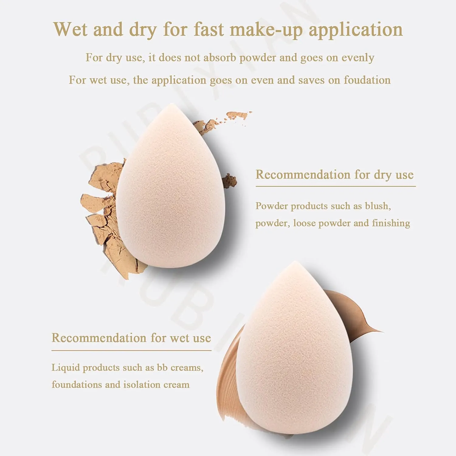 Makeup Sponge Foundation Blending Beauty Sponge, Multi-shapeSoft Puff, Dry & Wet Use with Sponge Holder Set, Sensitive and All Skin Types (Gourd, Pink)