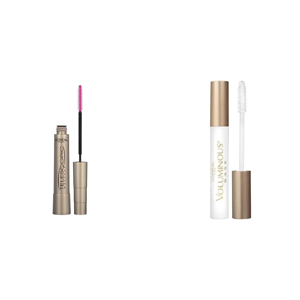 Makeup Voluminous Lash Boosting Conditioning Primer Mascara, White Primer, 0.24 fl; oz. & Makeup Telescopic Original Lengthening Mascara, Black, 0.27 Fl Oz (1 Count)