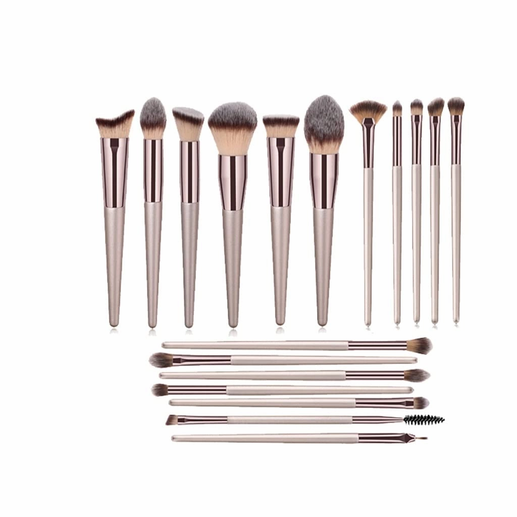 Makeup Brush Set 18 Pcs Foundation Powder Concealers Eye shadows Blush Makeup Brush Champagne Brushes with Holder(Color:D)(18pcs,3pack)