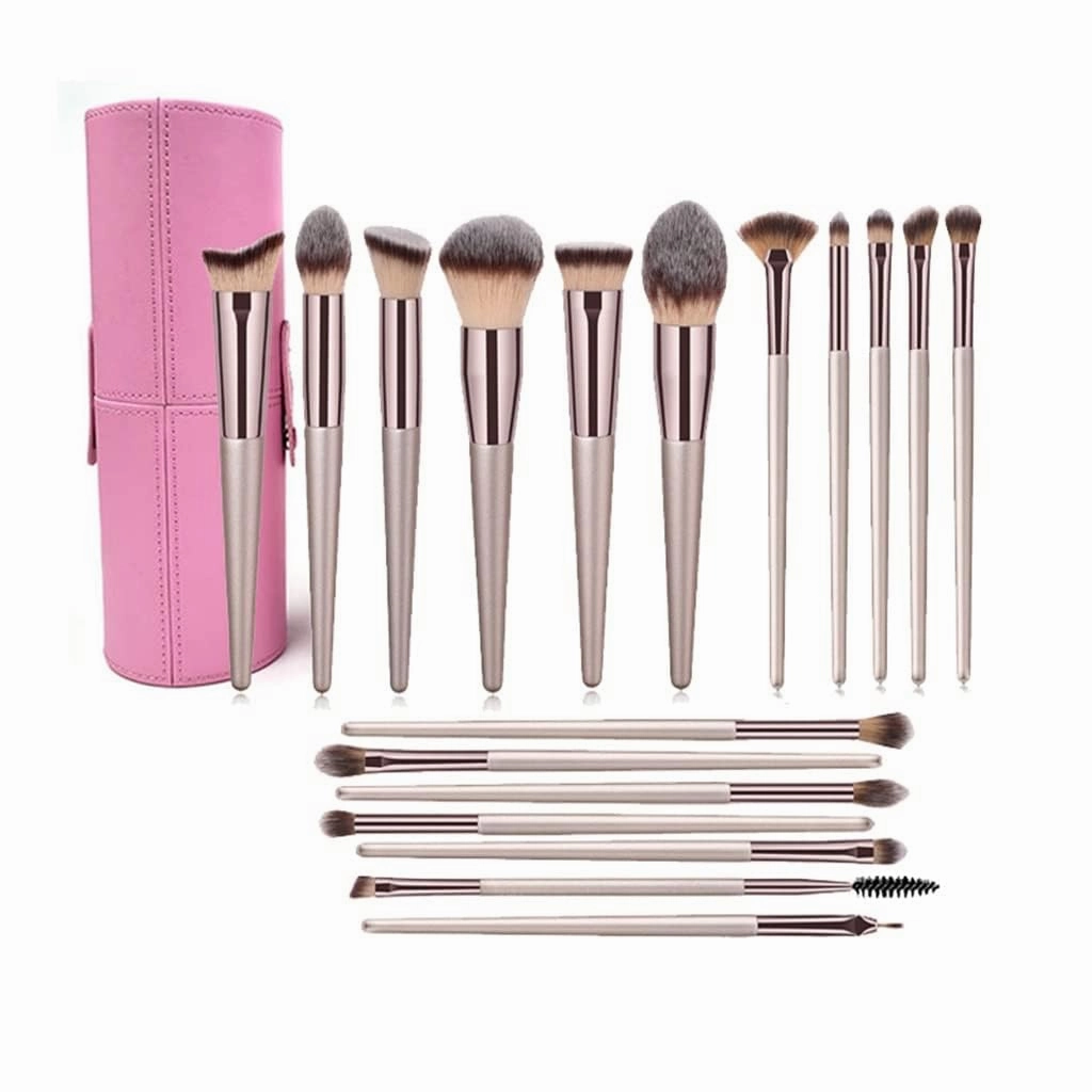 Makeup Brush Set 18 Pcs Foundation Powder Concealers Eye shadows Blush Makeup Brush Champagne Brushes with Holder(Color:D) (3pack,18pcs)