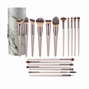 Makeup Brush Set 18 Pcs Foundation Powder Concealers Eye shadows Blush Makeup Brush Champagne Brushes with Holder