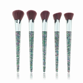 Makeup Brush Set 5pcs Premium Synthetic Makeup Brushes Professional Brushes Set Quicksand Kabuki Make up Brush Kit Foundation Powder Blush Contour concealer Makeup Brushes Set Durable Aluminum Ferrule Acrylic Handle 12