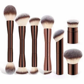 Makeup Brush Set, Ergonomic Design Cosmetic Makeup Brushes for Blush Contour Highlighter Concealer, Professional Facial Detailing Makeup Tools, 7 Pack (Rose Gold)