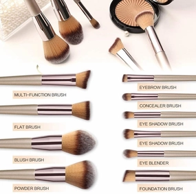 Makeup Brush Set-Premium Synthetic Foundation Powder Concealers Eye Shadows Blush Makeup Brushes 10 Champagne Gold Makeup Brushes and Brushes Ideal gift