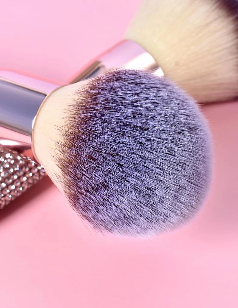 Makeup Brush Set with Holder, 14 Piece Rose Gold Professional Brushes, Pink Crystal Travel Case (14支电镀玫瑰金 Opp)