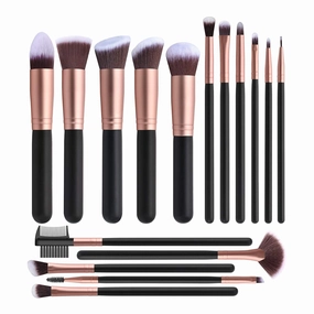 Makeup Brushes Set - 20 Pieces with Luxurious Rose Gold Detail, Foundation, Eyeshadow, Blush, Contour, Highlighter Brushes, Ideal for Makeup Artists & Beginners, Modern Black Handle Design,EIMOCS
